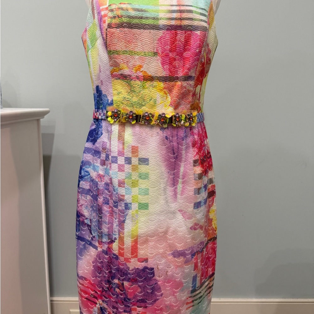 Teri Jon Colorful Abstract Print Women's Dress